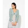 CHAQUETA PUNTO KATIA CRETA O SIMILAR CON BROCHE FLOR GANCHILLO
