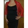 BOLERO PUNTILLA GANCHILLO 1 LM CINTA LAME ROJO-PLATA